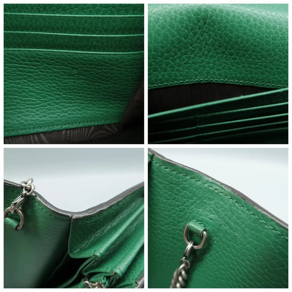 100% Authentic GUCCI Dionysus Chain Wallet Green Leather Shoulder Bag - Picture 12 of 12